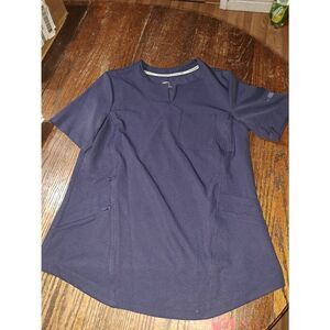Small Cuddl Duds Climate Right Blue Short Sleeve Scrub Top Shirt with Pockets